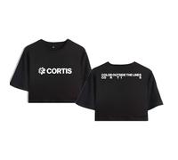Cortis Merch Color Outside The Lines Tops Midriff-Baring Tee Women Girl Pop Short Sleeve T-Shirt (Black,M)