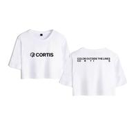 Cortis Merch Color Outside The Lines Tops Midriff-Baring Tee Women Girl Pop Short Sleeve T-Shirt (White,M)