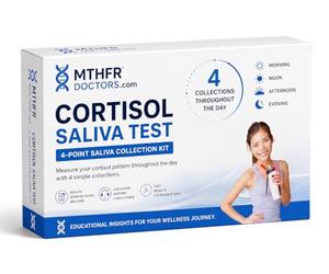Cortisol Stress Test 4 X Day - Comes with Results Interpretation and Live Support by Phone 7 Days A W ast Results - at Home Saliva Collection Kit. Results in 2-5 Days.