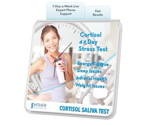 Cortisol Stress Test 4 X Day - Comes with Results Interpretation and Live Support by Phone 7 Days A Week - Fast Results - at Home Saliva Collection Kit. Results in 2-5 Days.