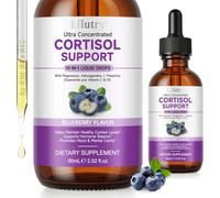 Cortisol Supplements for Women and Men with Magnesium, Ashwagandha, L-Theanine, 10 in 1 Cortisol Detox Manager Reducer, Hormone Balance Liquid Drops - Mood, Focus, Sleep - Blueberry Flavor(2.02 fl.oz)