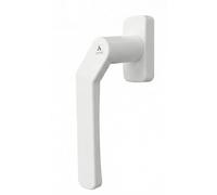 Cortizo Cranked Window Handle - Offset Espag Lever for Sliding Windows & Patio Doors - 7mm Square Spindle - Compact 110mm Backplate - Locking Replacement Part (White, Left Hand)