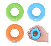 CORTNEY 3 Pcs Hand Grip Strengthener, Forearm Exerciser Finger Silicone Exercise Rings Hand Strengthener for Muscle Training Sports, Rock Climbing, Fitness, Increase Strength, Stress Relief