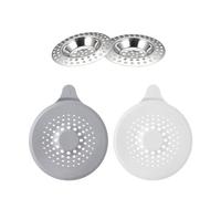 CORTNEY 4 Pcs Drain Protector, 2 Pcs Silicone Sink Strainer Protector with Sucker, 2 Pcs Stainless Steel Plug Hole Cover, Shower Hair Catcher, Strainer Trap Filter, for Bathroom Bathtub and Kitchen