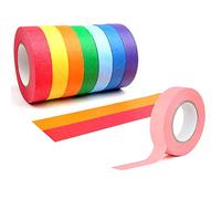 CORTNEY 8 Rolls Coloured Tape, Writable Painters Masking Rainbow Tape Painting for Craft, DIY, Labeling or Coding, Art Supplies Kids, 15mm Wide, Assorted, Green, Orange, Pink, Purple, Rainbow, Red