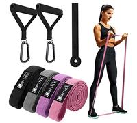 CORTNOE Pull Up Assistance Bands - Pull Up Bands Fabric Long Resistance Bands Set of 10 Long Workout Bands with Door Anchor, Handles, Exercise Bands for Working Out, Weight Training