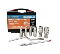 CORTOOL Annular Cutters Set 9pcs 3/4 Inch Weldon Shank 1 Cutting Depth 1/2-1-1/16 Cutting Diameter Two-Flat HSS M2 Slugger Bits for Mag Drill Press with Pilot Pin & Carbide Tipped Pen