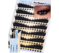 CORUSCATE Cluster Lashes Kit Dramatic Spikes Lashes Cluster with Bottom Lashes Mink Strip Eyelash Clusters Kit Pre Mapped Individual Eyelashes Cat Eye Lash Extension Mega Spike with Eyelash Glue