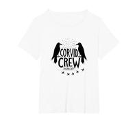Corvid Crew Over Dude Crew Raven Lovers Squad T-Shirt, Women's Plus, White, 2X