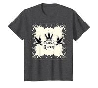 Corvid Queen: Mystic Raven Royalty for Nature Lovers T-Shirt, Kids, Dark Heather Grey, 4 Years