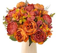 CORVYUC Fall Flowers Artificial for Decoration,3 PCS Fake Fall Floral Faux Silk Peonies Artificial Flowers Fall Bouquet for Indoor Autumn Home Dining Living Room Kitchen Tables Centerpieces Decoration