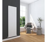 Corwen Double White Gloss Flat Panel Designer Radiators Vertical Aluminium Central Heating - 514mm (w) x 1800mm (h) - 8109 BTUs