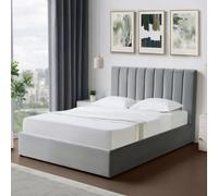 Brooklyn Corwin Double Grey Velvet Ottoman Bed - Wilko