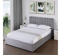 Brooklyn Corwin King Size Grey Velvet Ottoman Bed - Wilko