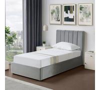 Corwin Grey Velvet 90Cm Single Ottoman Storage Bed Frame