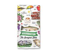 CoryGiftDesign Washington Kitchen Towel - State Symbols - Tea and Dish Towel - Gift for Mom - Gift for Washington Lovers - Travel Souvenir - Housewarming Present - Kitchen Decor