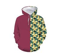 Cos-Animefly Demon Slayer Hoodie,Giyuu Tomioka Cosplay Costume 3D Printed Hoodie Sweatshirt Jacket Unisex, Brown Yellow, L
