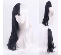 cos wig 101 loyal dog Cruella de Vil Kuila black and white witch color matching short curly hair Color:YN068{60CM}