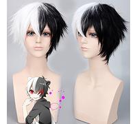 cos wig projectile on breaking two-color gradient anti-twisted black and white bear anthropomorphic anime wig
