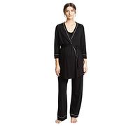 Cosabella Women's Bella Maternity 3 Piece Robe, Cami and P Pajama Set, Black/Ivory, S