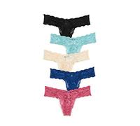 Cosabella Women's Say Never Cutie Low Rise Thong 5 Pack Panties, Black/Blush/Dusty Turquoise/Plum Blossom/Marine Blue, One Size