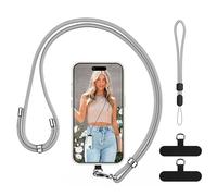 COSASES Phone Lanyard - Crossbody & Wrist Strap with 2 Durable Patches for Neck Strap Phone Chain - Grey