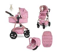 Cosatto Dolls Pram 3 in 1 Travel System Bundle Stroller - Kids Pushchair with Raincover | Childrens Car Seat Toy Bundle - Childrens Dolls Pram Raincover Age 3+ (Camille)