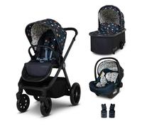 COSATTO Giggle 4 Travel System - 3 in 1 Travel System, 0-25kg Approx. 4 Years Old, Compact Fold, Pram, Pushchair, Carrycot, Seat Unit, i-Size Group 0+ Infant Carrier Car Seat & Raincover (Spot On)