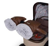 Cosatto Heated Pram Hand Muff Rechargeable Pushchair Stroller Glove Showerproof Leatherette (Tan)