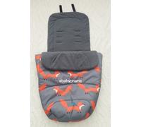 Cosatto Universal Footmuff - Cosy Toes, All Season Luxury Quilted Pram, Pushchair, Stroller Liner Liner, Washable, with Kangaroo Pouch for Hands (Charcoal Mister Fox)