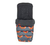 Cosatto Universal Footmuff - Cosy Toes, All Season Luxury Quilted Pram, Pushchair, Stroller Liner Liner, Washable, with Kangaroo Pouch for Hands (Charcoal Mister Fox)