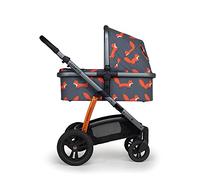 Cosatto Wow 2 Travel System - Birth to 25kg, Compact Fold, Inc Carrycot, Puncture Proof Tyres & Raincover (Charcoal Mister Fox)