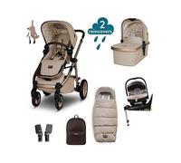 Cosatto 3 in 1 Travel System, Wow 3 - Birth to 25kg, Duo Direction Compact Fold, Carrycot, Seat Unit, ADAC Tested iSize Car Seat, Rotating ISOFIX Base, Adapters, Footmuff & Backpack (Whisper)