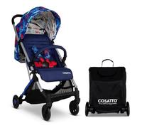 Cosatto Yo Compact Travel Stroller (Dino Bright) & Stroller Bag Bundle | Lightweight Compact Fold, Birth to 25kg, Airline Compliant, Large 8kg Shopping Basket With Stroller Bag