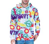 COSAVOROCK 70s Costume, 60s Hippie Hoodie for Men Women Hippy Fancy Dress Retro Vintage Sweatshirt Groovy XL