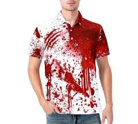 COSAVOROCK Bloody Shirt Mens Blood Halloween Costumes Golf Polo Shirts, Blood, L