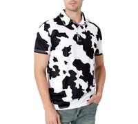 COSAVOROCK Cow Costume Adult 3D Novelty Mens Polo Shirts Short Sleeve, M