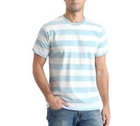 COSAVOROCK Mens Striped T Shirt Short Sleeved Breton Top Blue and White M