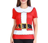 COSAVOROCK Mrs Santa Claus Costume Christmas T-Shirt for Women Red L