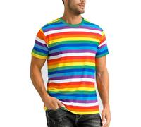 COSAVOROCK Pride Tshirt Mens Rainbow Shirt Casual Short Sleeved Shirts Multicoloured L