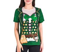 COSAVOROCK St Patricks Day T Shirt Women Leprechaun Costume Irish Shamrock Clover Tshirt, Green, 4XL