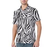 COSAVOROCK Zebra Print Polo Shirt for Mens Short Sleeve T-Shirt, Black White, XXL