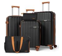 Cosbarn Luggage Sets 5 piece, Suitcases with Spinner Wheels, ABS Hard Case Luggage with TSA lock, Carry On Luggage Set for Women and Men(20/24/28 Inch, Black, 5 Piece Sets (20/24/28/DB/TB), 5 Piece