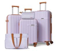 Cosbarn Luggage Sets 5 piece, Suitcases with Spinner Wheels, ABS Hard Case Luggage with TSA lock, Carry On Luggage Set for Women and Men(20/24/28 Inch, Purple, 5 Piece Sets (20/24/28/DB/TB), 5 Piece