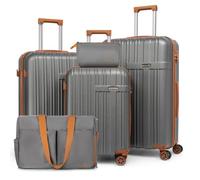 Cosbarn Luggage Sets 5 piece, Suitcases with Spinner Wheels, ABS Hard Case Luggage with TSA lock, Carry On Luggage Set for Women and Men(20/24/28 Inch, Gray, 5 Piece Sets (20/24/28/DB/TB), 5 Piece
