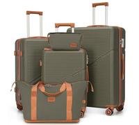 Cosbarn Luggage Sets 5 Piece Suitcases with Wheels, Suitcase Set ABS Hard Case Luggage with TSA Lock Spinner Wheels Durable Travel Luggage (5-Piece Set(20"/24"/28")), Olive, 5 Piece Sets (20/24/28/DB