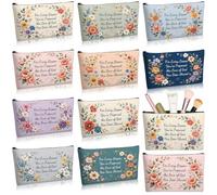 Cosblank 10 Pcs Bible Makeup Bag Sunday School Teacher Appreciation Gift Religious Bible Pouch Inspirational Women Pencil Case Travel Pouch for Women Christian Teacher's Day Christmas Birthday Gift