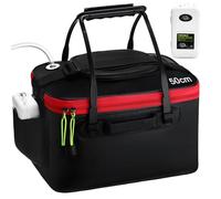 Cosblank 2 Pcs Fishing Bucket and Live Bait Aerator, Foldable Multi Functional Live Bucket Portable Quiet Aerator Outdoor Camping Fishing EVA Bag(Black,10 Gallon)