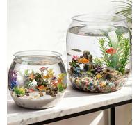 Cosblank 2 Pcs Plastic Fish Bowl 4 Gallon & 1 Gallon Large Round Clear Betta Aquarium Fish Tank Shatterproof Goldfish Bowl Hydroponic Planter Multi-use Container for Terrarium Flower Vase Centerpiece