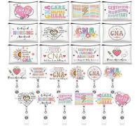 Cosblank 24 Pcs Appreciation Gifts Bulk 12 Makeup Bag 12 Retractable Badge Reels Gift for Educator Teacher School Community Asca National Counselor Appreciation W ohemian elements color, Nursing